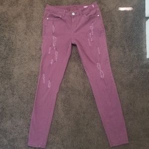 Rue 21 Maroon ripped jeans